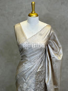 TUSSAR SILK APPLIQUE EMBROIDERY SAREE