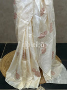 TUSSAR SILK APPLIQUE EMBROIDERY SAREE