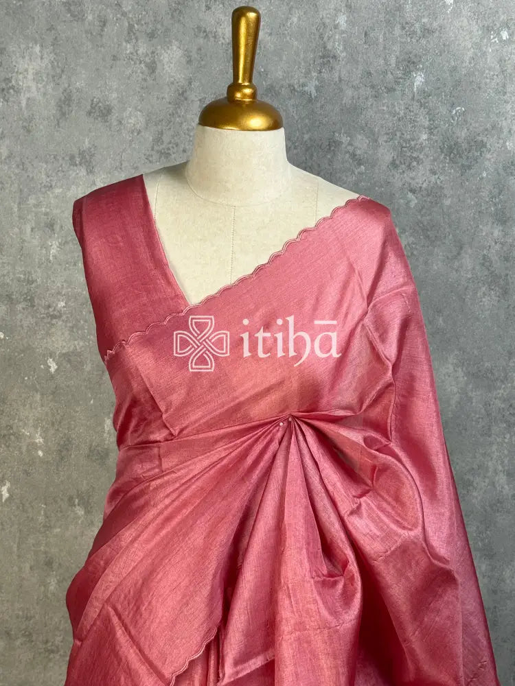 TUSSAR SILK APPLIQUE EMBROIDERY SAREE