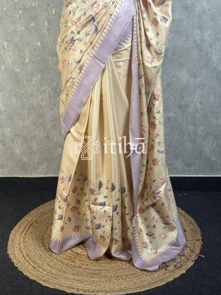 TUSSAR SILK EMBROIDERY SAREE