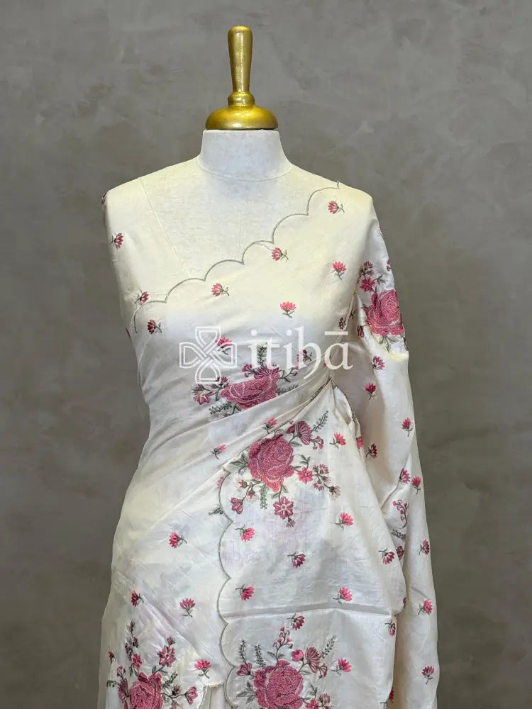 TUSSAR SILK EMBROIDERY SAREE