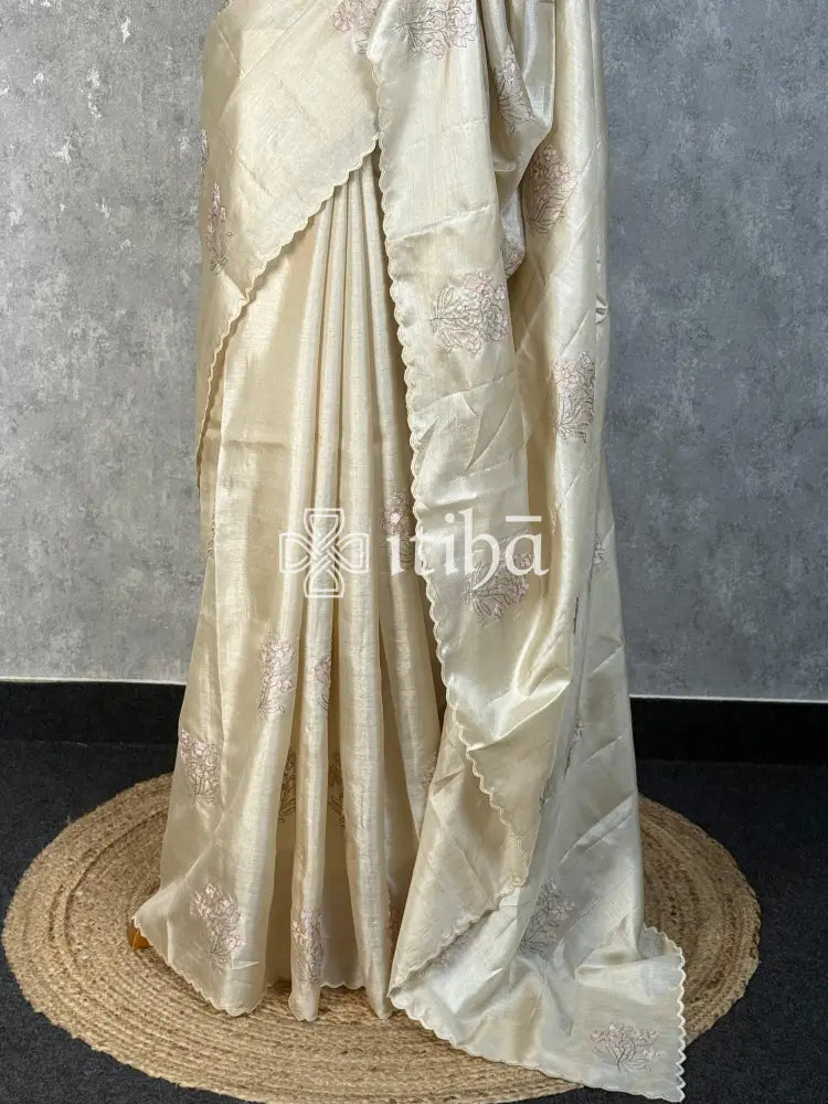 TUSSAR SILK EMBROIDERY SAREE