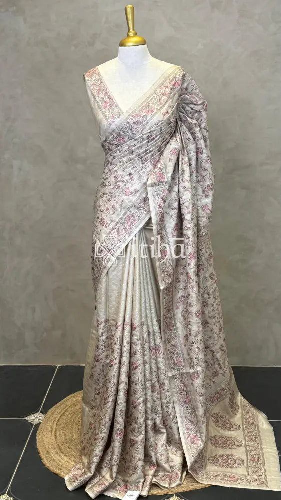 TUSSAR SILK EMBROIDERY SAREE