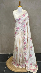 TUSSAR SILK EMBROIDERY SAREE