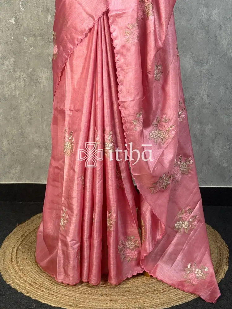 TUSSAR SILK EMBROIDERY SAREE