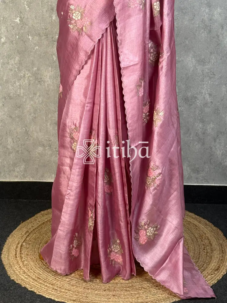 TUSSAR SILK EMBROIDERY SAREE