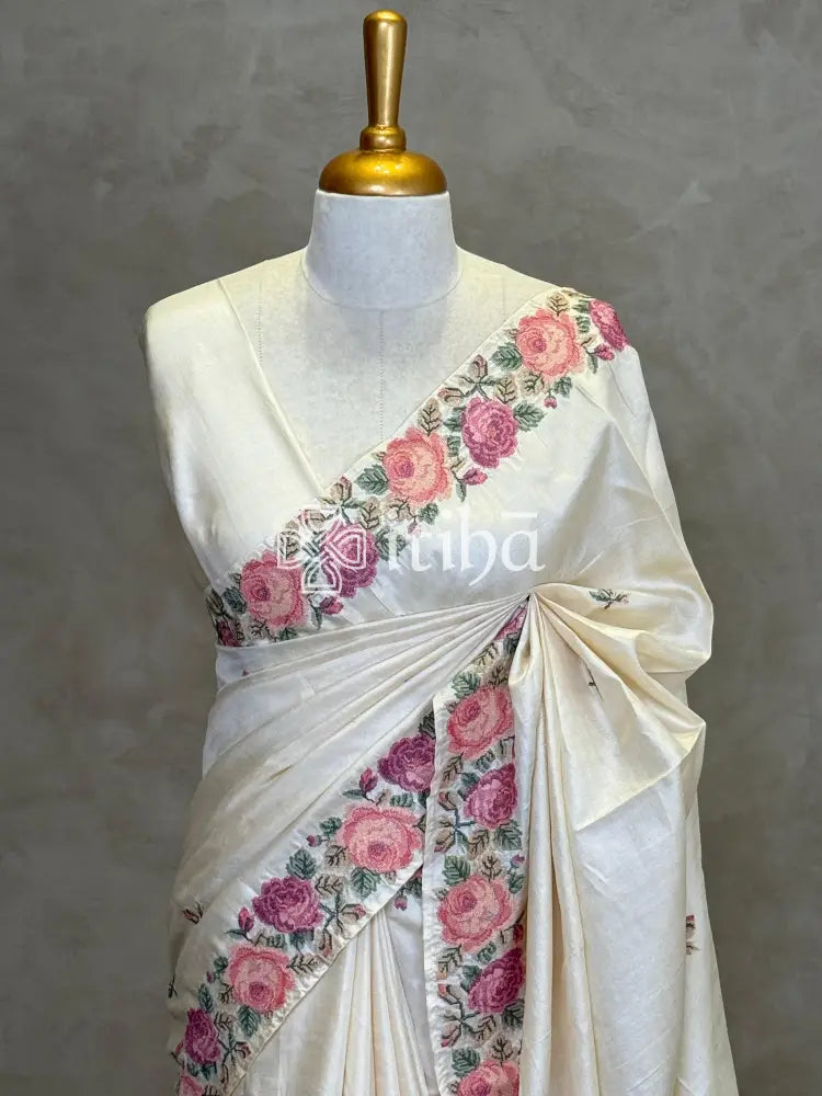 TUSSAR SILK EMBROIDERY SAREE