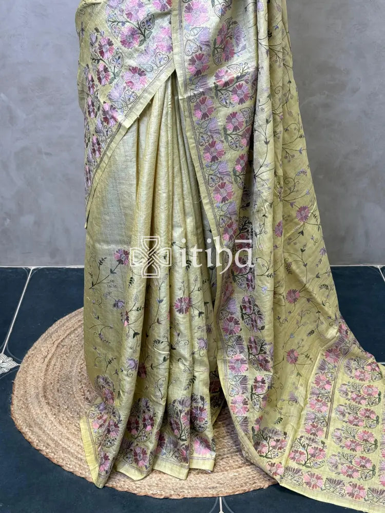 TUSSAR SILK EMBROIDERY SAREE