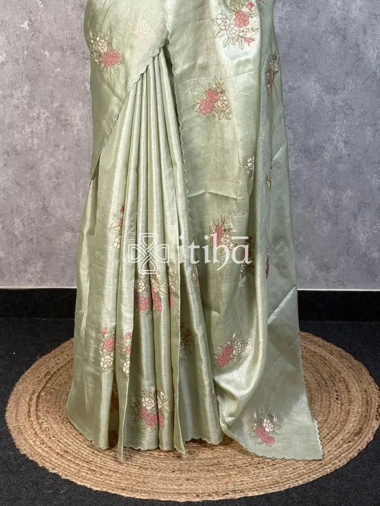 TUSSAR SILK EMBROIDERY SAREE