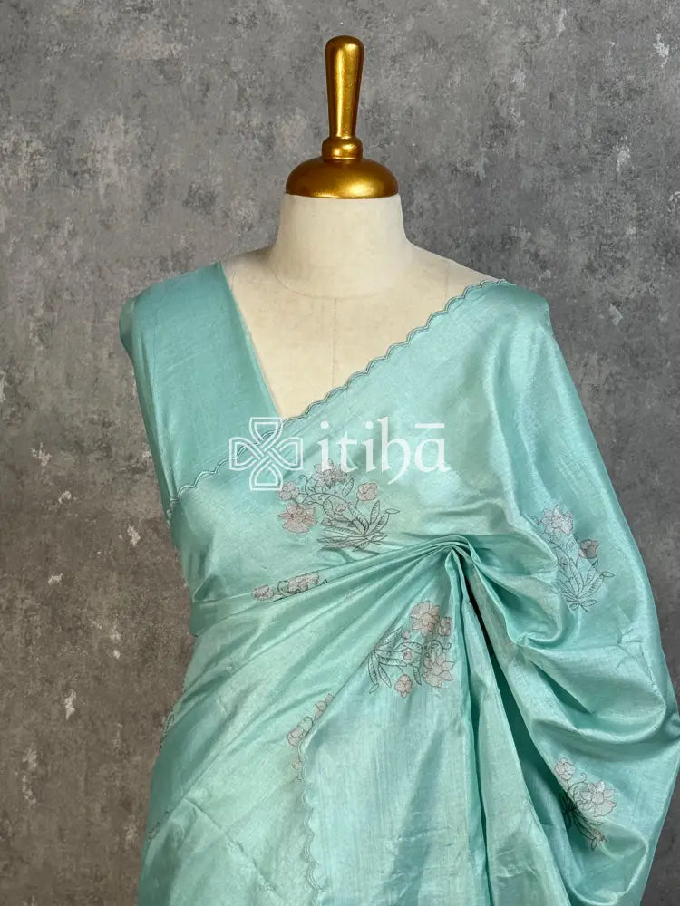 TUSSAR SILK EMBROIDERY SAREE