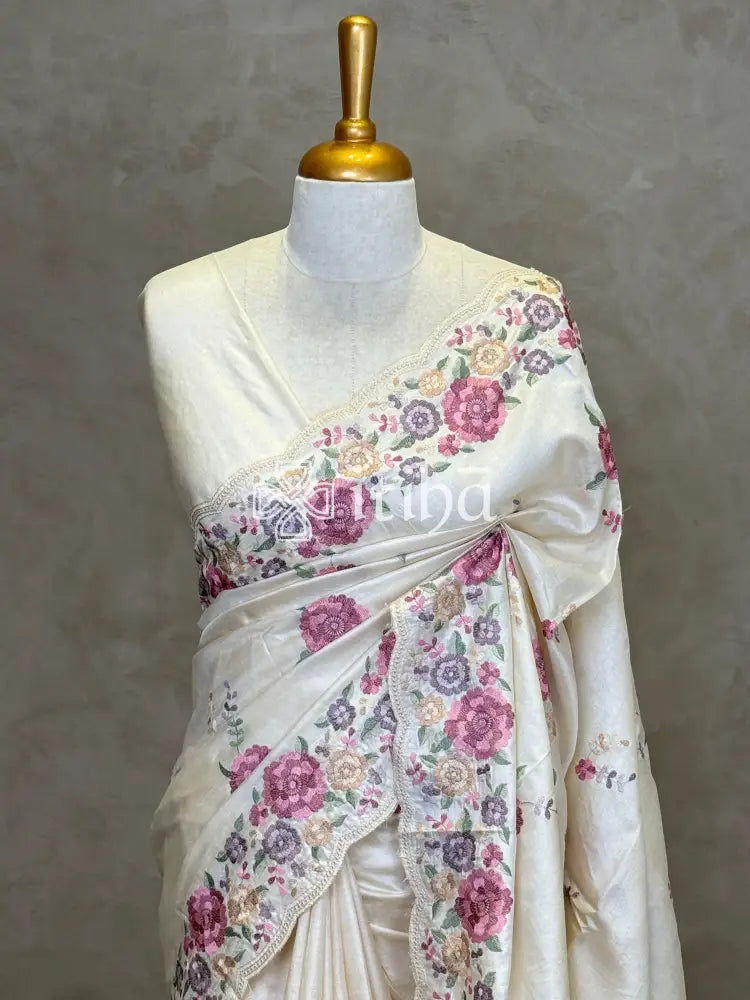 TUSSAR SILK EMBROIDERY SAREE