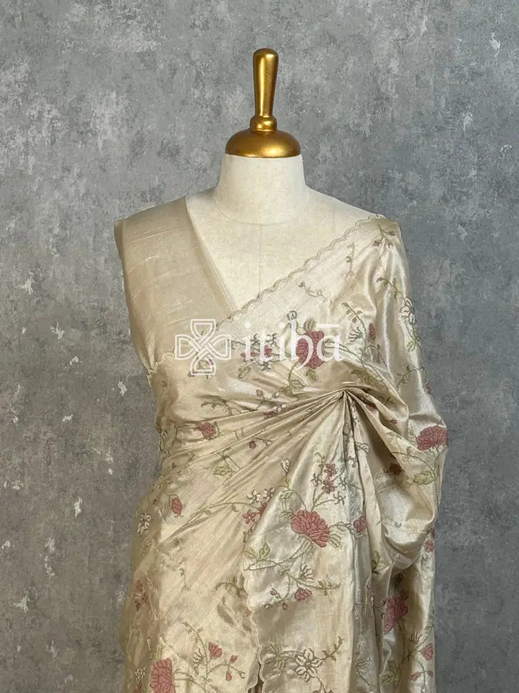 TUSSAR SILK EMBROIDERY SAREE
