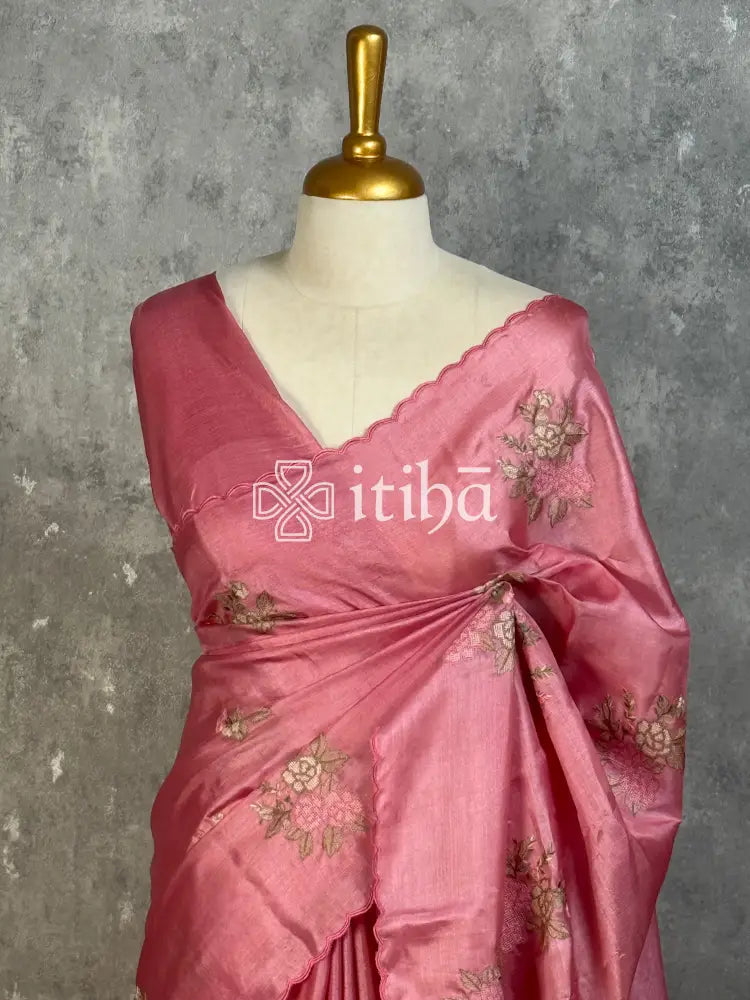 TUSSAR SILK EMBROIDERY SAREE