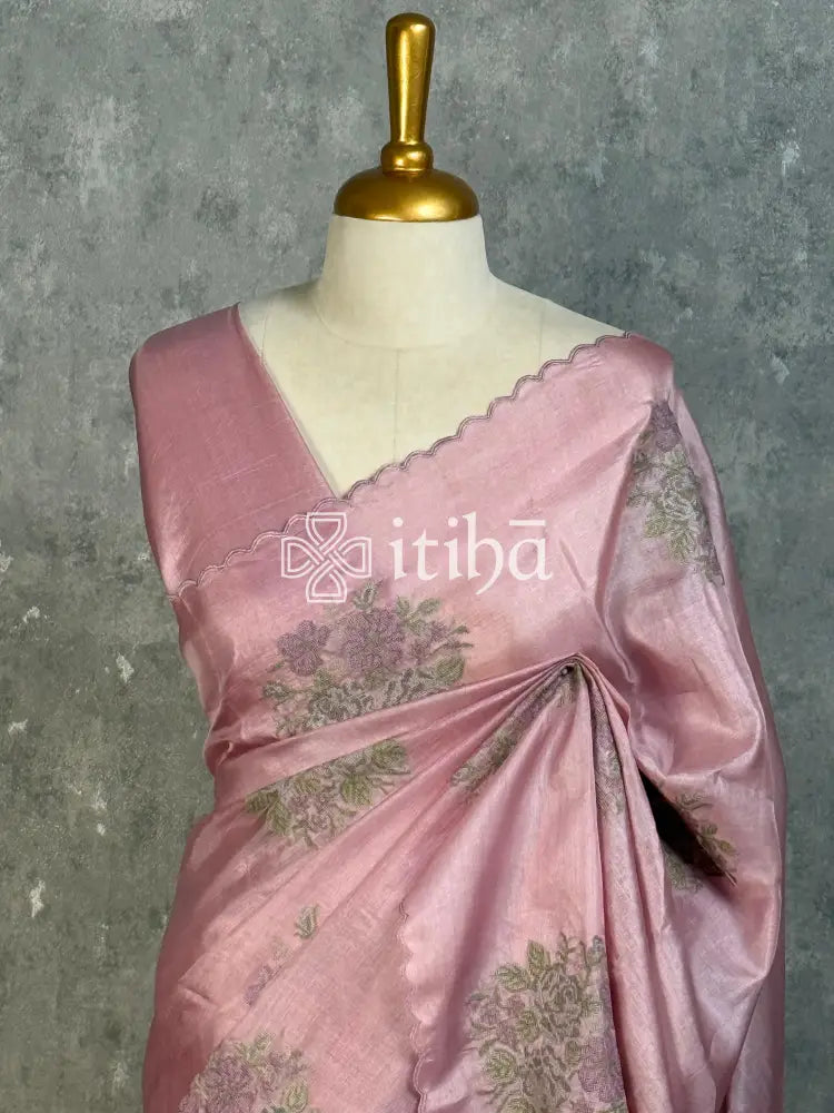 TUSSAR SILK EMBROIDERY SAREE