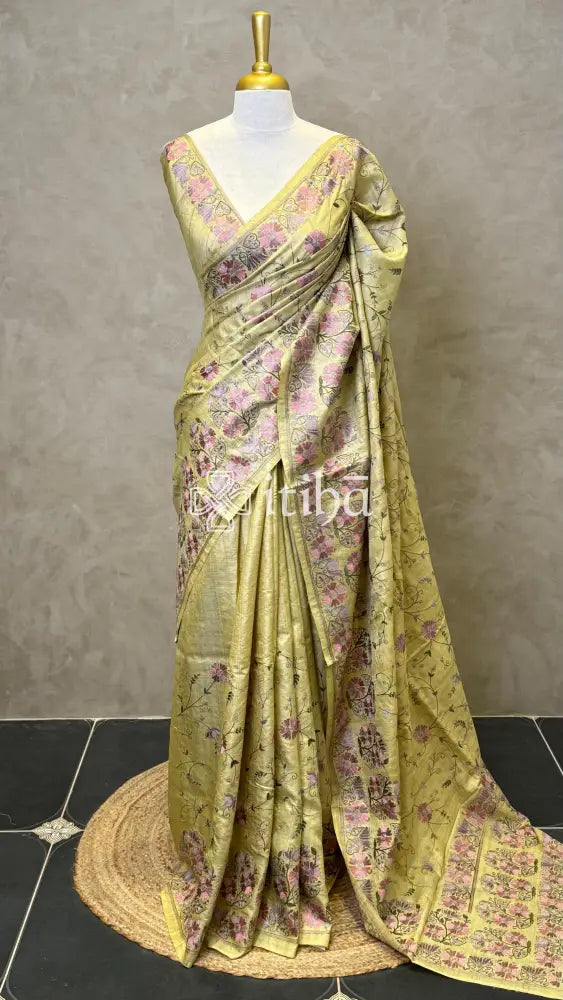 TUSSAR SILK EMBROIDERY SAREE