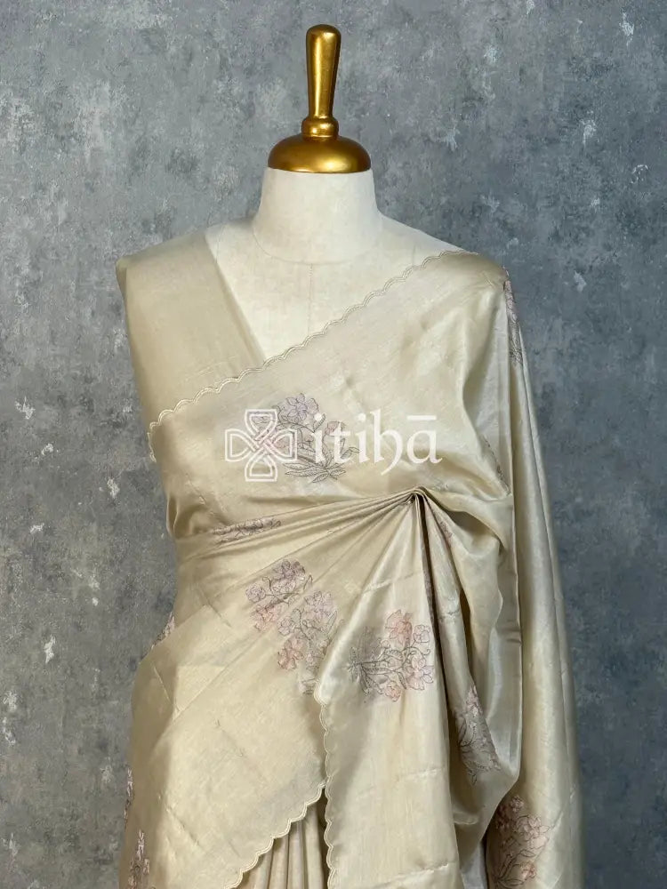 TUSSAR SILK EMBROIDERY SAREE