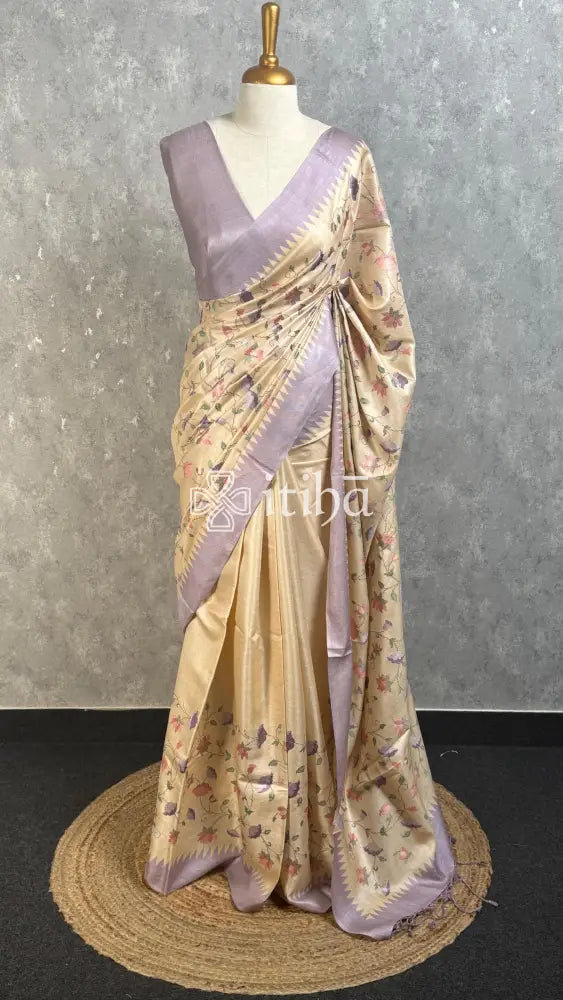 TUSSAR SILK EMBROIDERY SAREE