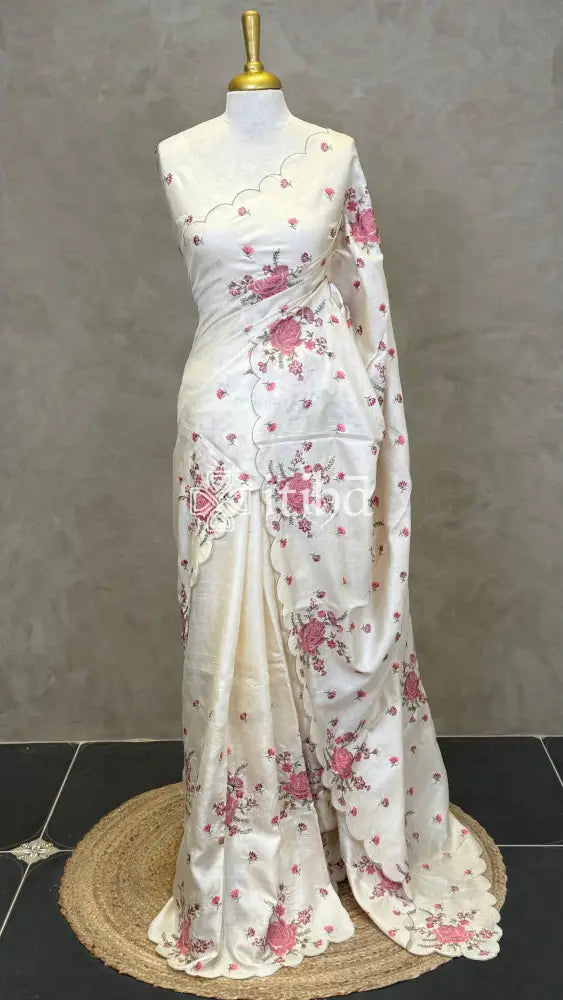 TUSSAR SILK EMBROIDERY SAREE