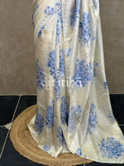 TUSSAR SILK HAND EMBROIDERY DESIGNER SAREE