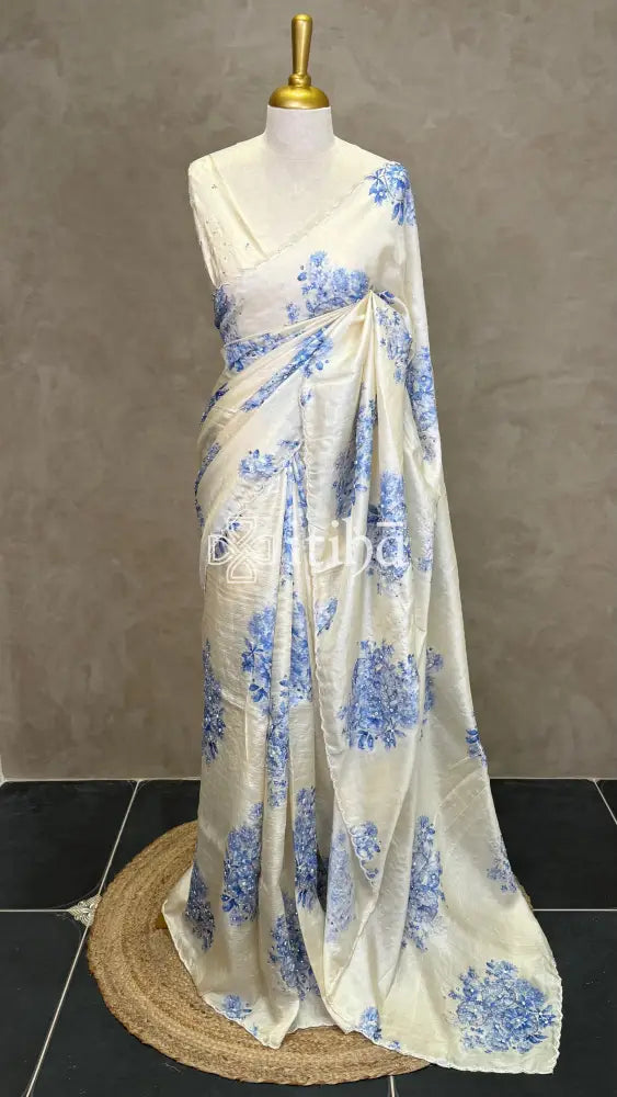 TUSSAR SILK HAND EMBROIDERY DESIGNER SAREE