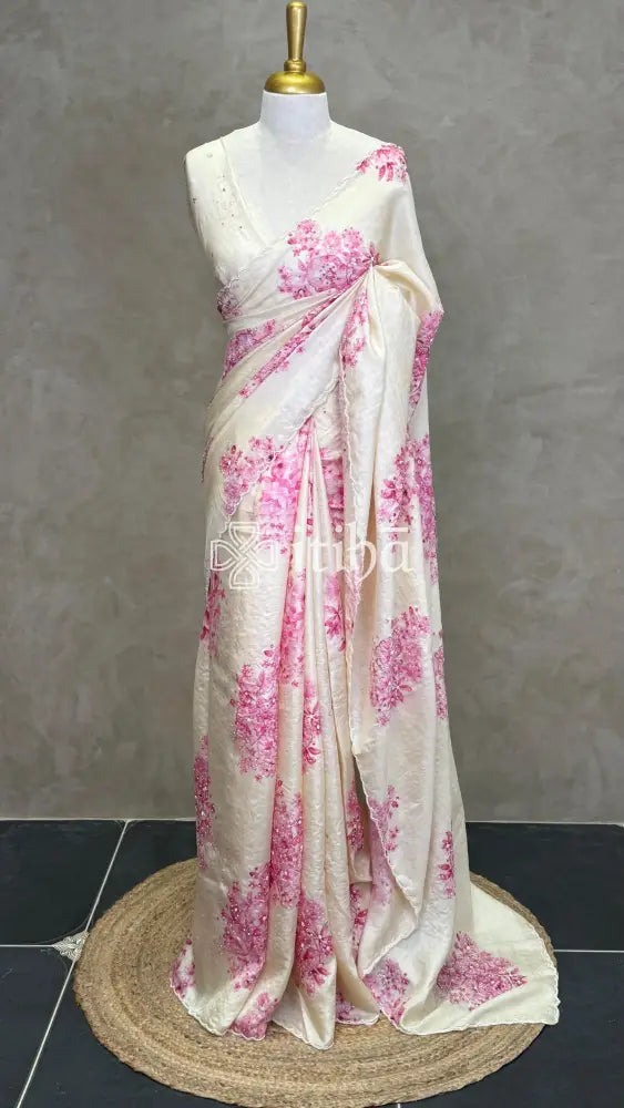 TUSSAR SILK HAND EMBROIDERY DESIGNER SAREE