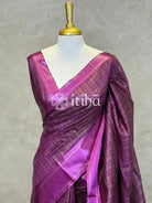 TUSSAR SILK WEAVING SAREE - DARK MAGENTA