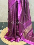 TUSSAR SILK WEAVING SAREE - DARK MAGENTA