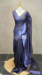 TUSSAR SILK SAREE - DARK BLUE