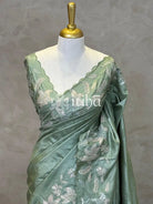 TUSSAR SILK TURKISH APPLIQUE EMBROIDERY SAREE