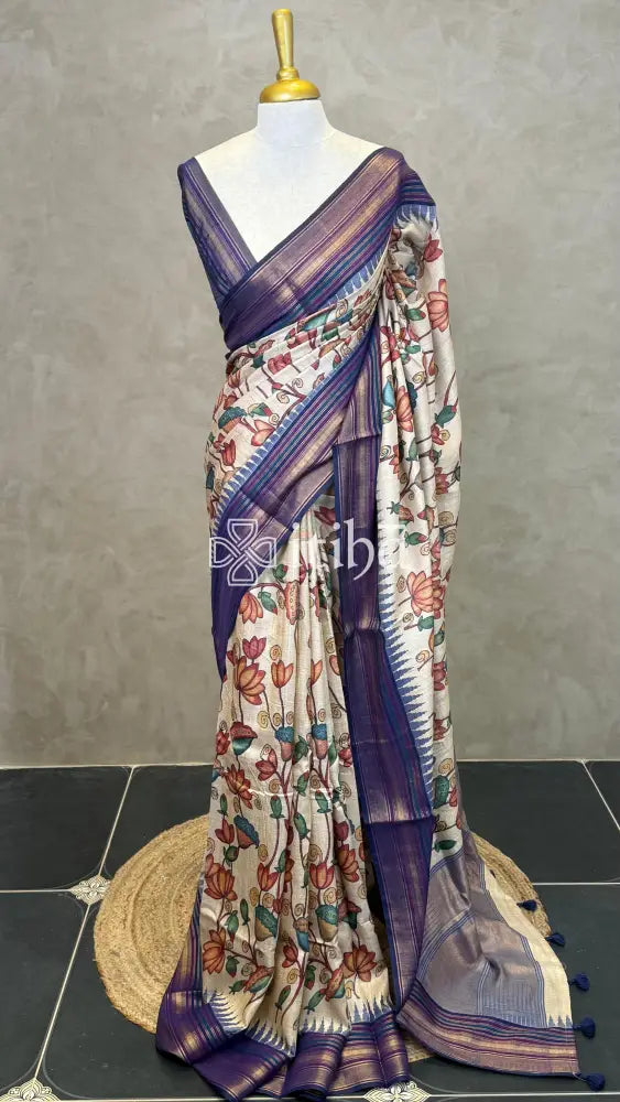TUSSAR SILK VIDHARBHA PRINTED SAREE