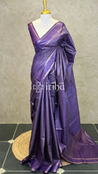 TUSSAR SILK WEAVING SAREE - DEEP PURPLE