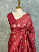 TUSSAR SILK ZARI CHECK EMBROIDERY SAREE