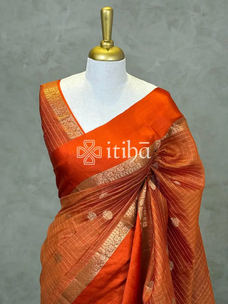 TUSSAR SILK ZARI CHECKS BANARASI SAREE