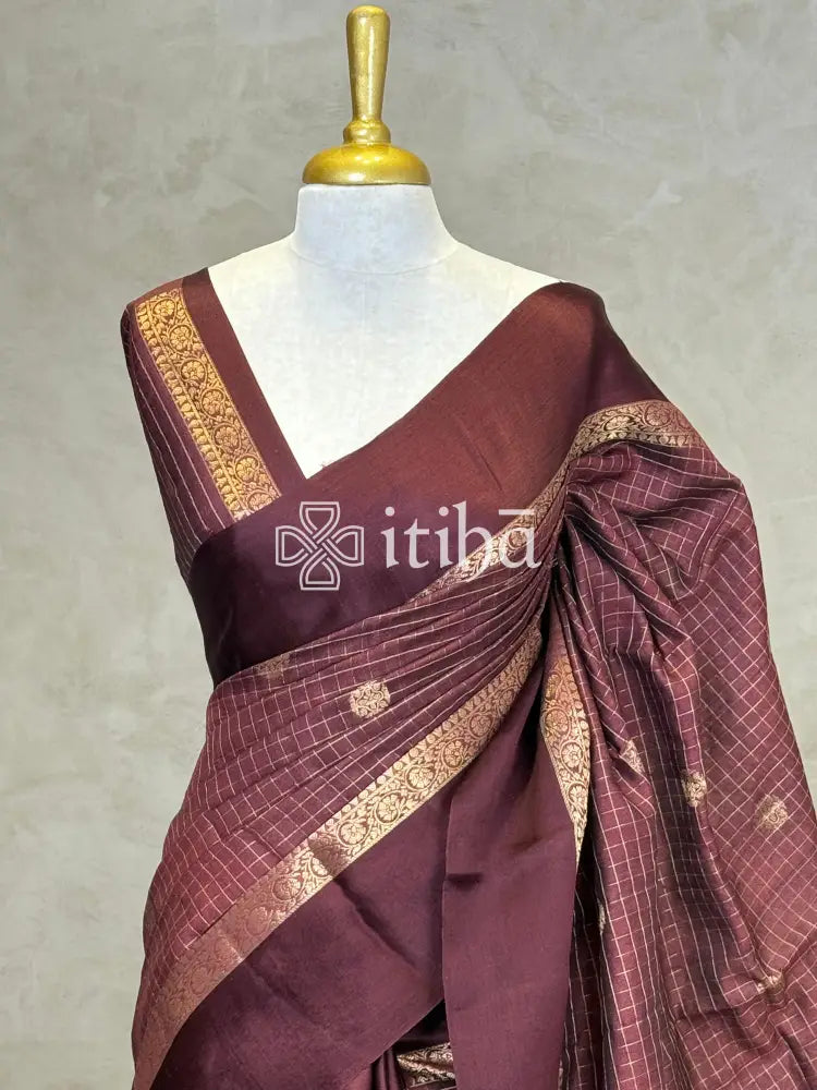 TUSSAR SILK ZARI CHECKS BANARASI SAREE