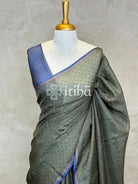 TUSSAR SILK ZARI CHECKS PRINTED SAREE