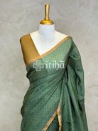 TUSSAR SILK ZARI CHECKS PRINTED SAREE