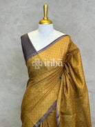 TUSSAR SILK ZARI CHECKS PRINTED SAREE