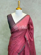 TUSSAR SILK ZARI CHECKS PRINTED SAREE