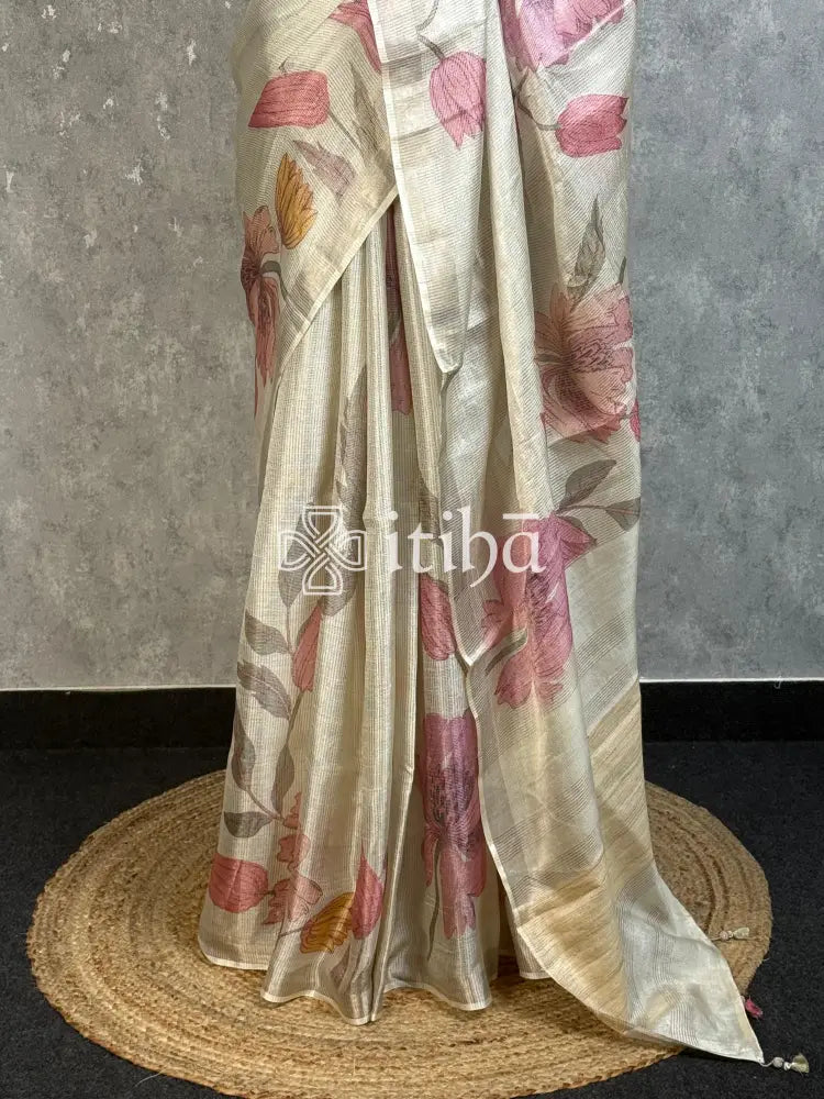 TUSSAR ZARI CHECKS PRINTED SAREE