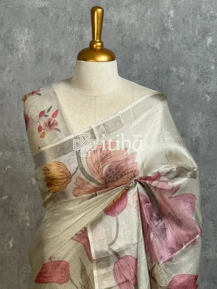 TUSSAR ZARI CHECKS PRINTED SAREE
