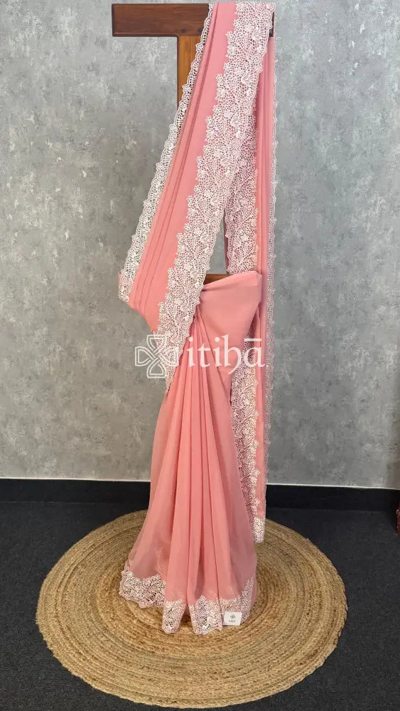 VISCOSE GEORGETTE CUTWORK EMBROIDERY SAREE