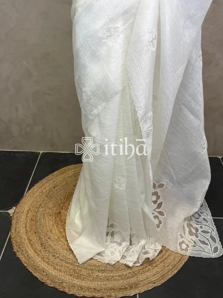 VISCOSE ORGANZA APPLIQUE EMBROIDERY SAREE