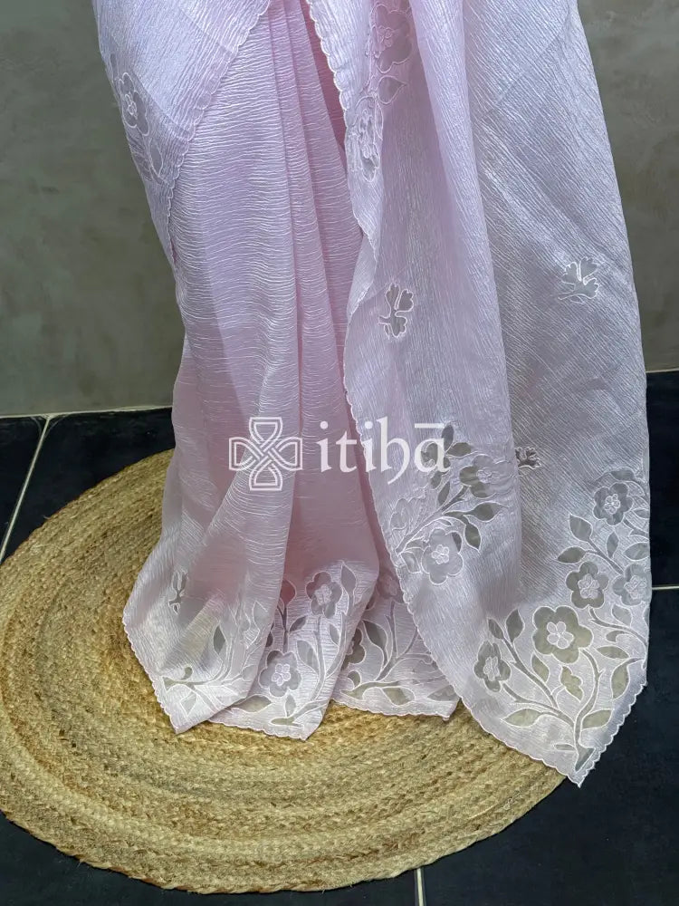 VISCOSE ORGANZA APPLIQUE EMBROIDERY SAREE