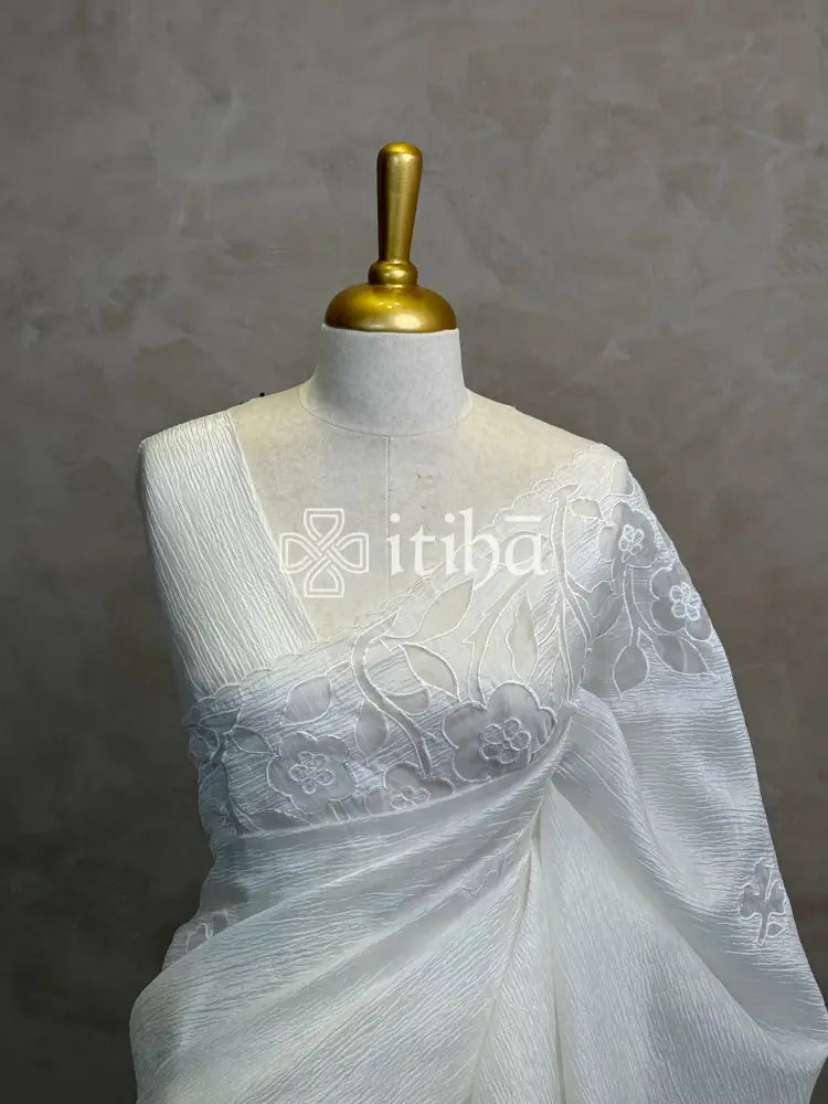 VISCOSE ORGANZA APPLIQUE EMBROIDERY SAREE