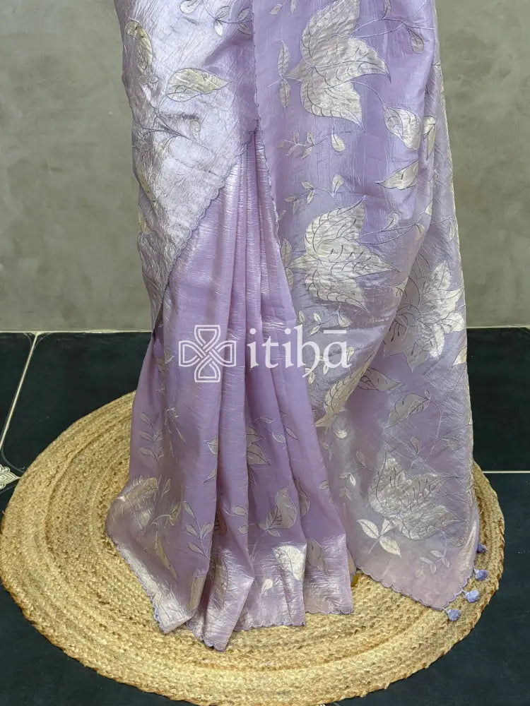 VISCOSE ORGANZA APPLIQUE EMBROIDERY SAREE