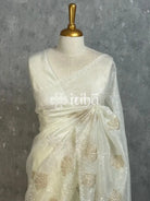 VISCOSE ORGANZA APPLIQUE EMBROIDERY SAREE