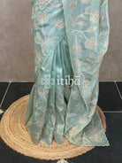 VISCOSE ORGANZA APPLIQUE EMBROIDERY SAREE