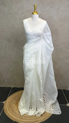 VISCOSE ORGANZA APPLIQUE EMBROIDERY SAREE