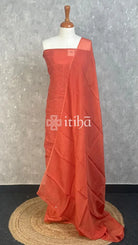 VISCOSE ORGANZA CHIKANKARI SALWAR SUIT - BURNT ORANGE