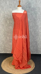 VISCOSE ORGANZA CHIKANKARI SALWAR SUIT - BURNT ORANGE